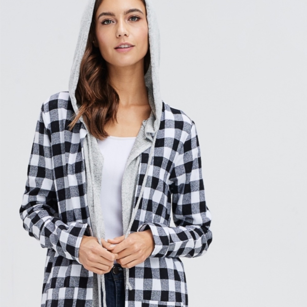 Hooded Flannel Cardi